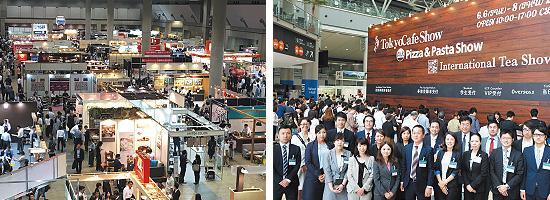 6月6~8日に開催されたTokyo Cafe Show 2017。(右写真)展示会を企画・運営した TSO Internationalのスタッフ。前列中央が佐々木さん=東京都江東区有明・東京ビッグサイト