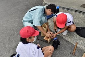 地元の小学生と巣箱も制作