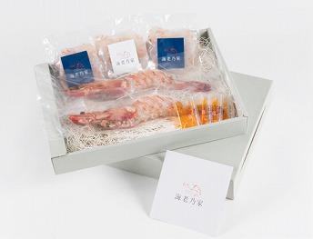 海老乃家の「霜降り海老ステーキ+むき海老」ギフトパッケージ