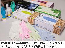 医療用ゴム製手袋は、素材、強度、伸縮性など バリエーションが違う15種類にまで増えた